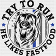 Try To Run, He Likes Fastfood - Police DTF Transfers ready2transfer Dark Color Design (See Imaging)