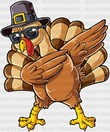 Turkey Dabbing - Thanksgiving Dtf Transfer Adult Unisex S & M (10’’) / Light Color Design (See