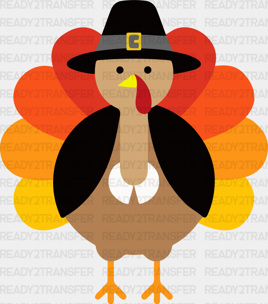 Turkey Fedora Gradient Design - Thanksgiving Dtf Transfer Adult Unisex S & M (10’’) / Dark