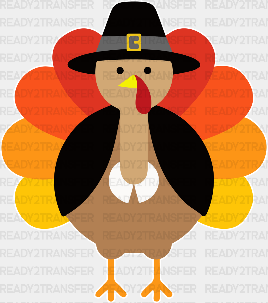 Turkey Fedora Gradient Design - Thanksgiving Dtf Transfer Adult Unisex S & M (10’’) / Light