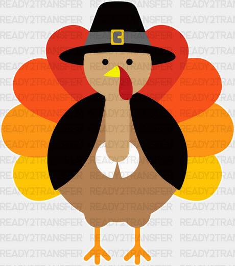 Turkey Fedora Gradient Design - Thanksgiving Dtf Transfer Adult Unisex S & M (10’’) / Light