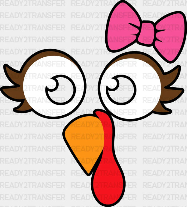 Turkey Pink Ribbon Cute Design - Thanksgiving DTF Transfer