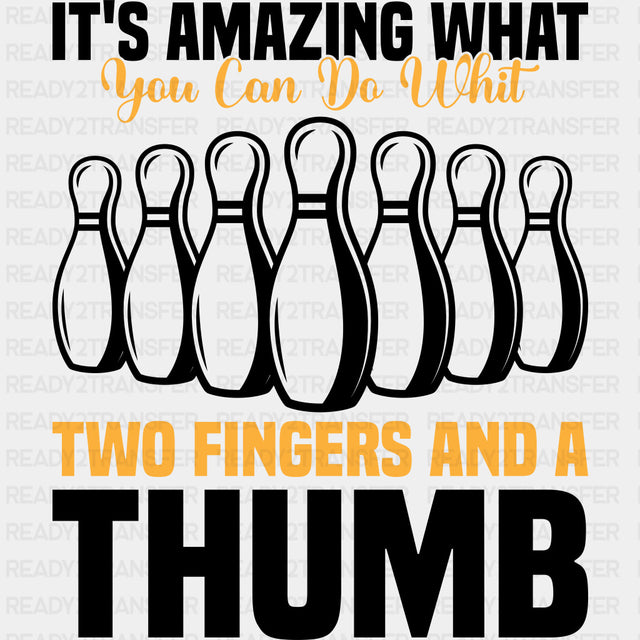Two Fingers And A Thumb - Bowling DTF Transfers ready2transfer Dark Color Design (See Imaging)