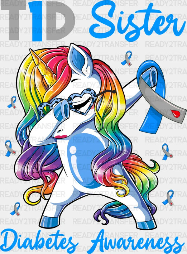 Type 1 Diabetes Sister Pony Design - Diabetes DTF heat transfer