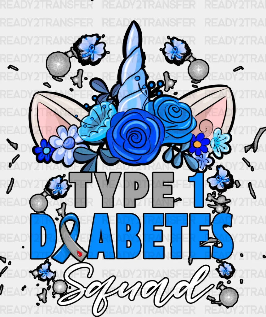 Type 1 Diabetes Squad - Dtf Heat Transfer Adult Unisex S & M (10’’) / Dark Color Design (See
