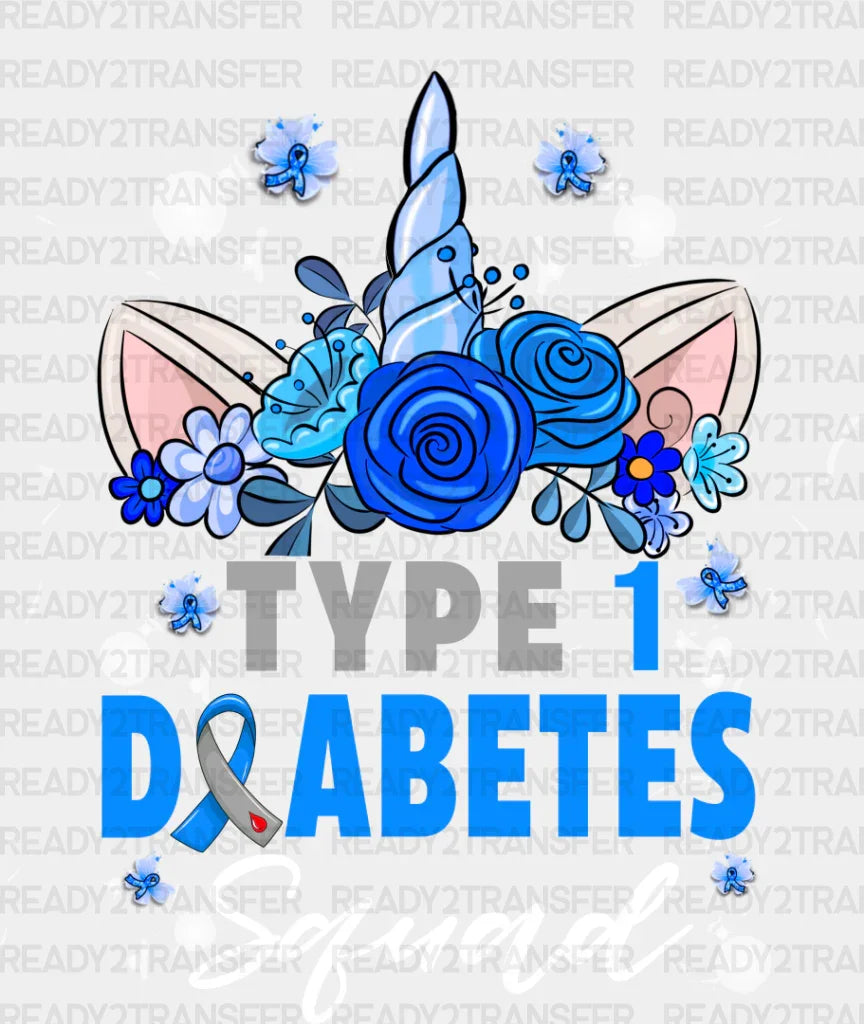 Type 1 Diabetes Squad - Dtf Heat Transfer Adult Unisex S & M (10’’) / Light Color Design (See