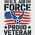 U.S. Air Force Proud Veteran - Air Force DTF Transfers - Adult Unisex - S & M (10’’) / Dark Color Design (See Imaging)