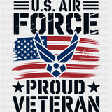 U.S. Air Force Proud Veteran - Air Force DTF Transfers - Adult Unisex - S & M (10’’) / Dark Color Design (See Imaging)