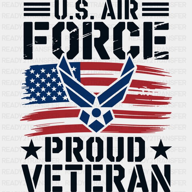 U.S. Air Force Proud Veteran - Air Force DTF Transfers - Adult Unisex - S & M (10’’) / Dark Color Design (See Imaging)