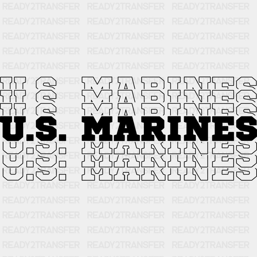 U.S. Marines B&W - Marines DTF Transfers - Adult Unisex - S & M (10’’) / Dark Color Design (See Imaging)