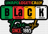 Unapologetically Black Freeish Since 1865 - Juneteenth DTF Transfer Adult Unisex - S & M (10’’) / Dark Color Design
