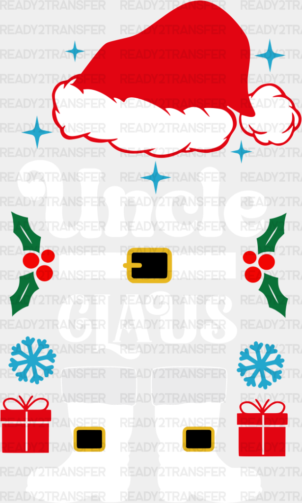 Uncle Claus - Christmas Dtf Transfer Adult Unisex S & M (10’’) / Light Color Design (See Imaging)