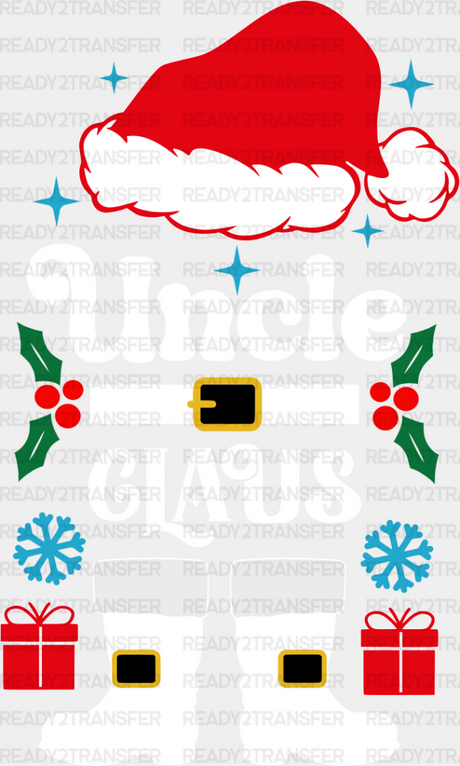 Uncle Claus - Christmas Dtf Transfer Adult Unisex S & M (10’’) / Light Color Design (See Imaging)