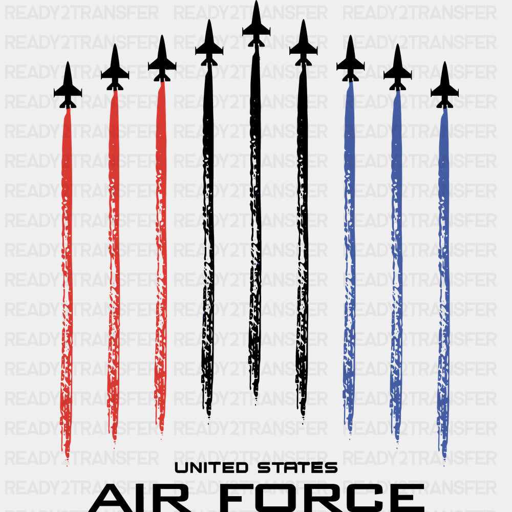 United States Air Force Jet Trails - Air Force DTF Transfers - Adult Unisex - S & M (10’’) / Dark Color Design (See