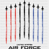 United States Air Force Jet Trails - Air Force DTF Transfers - Adult Unisex - S & M (10’’) / Dark Color Design (See