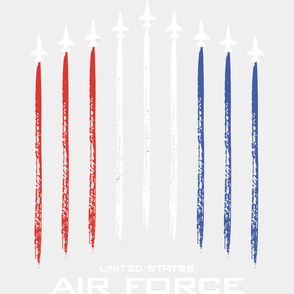 United States Air Force Jet Trails - Air Force DTF Transfers - Adult Unisex - S & M (10’’) / Light Color Design (See