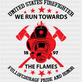 United States Firefighter - Fire Department DTF Transfers ready2transfer Dark Color Design (See Imaging)