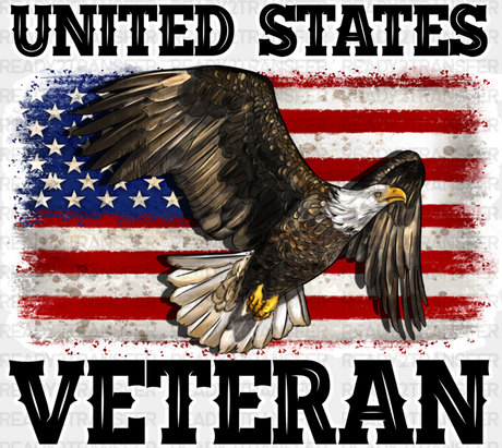 United States Veteran Eagle Design - Army Dtf Transfer Adult Unisex S & M (10’’) / Light Color