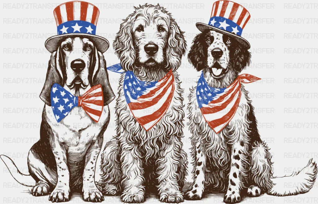US Bandanas And Hats Dogs - 4th Of July DTF Transfer