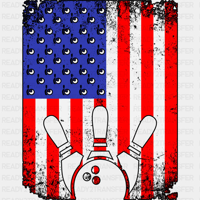 US Flag Bowling - Bowling DTF Transfers ready2transfer Dark Color Design (See Imaging)