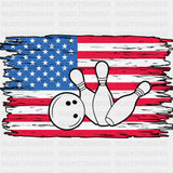 US Flag - Bowling DTF Transfers ready2transfer Dark Color Design (See Imaging)