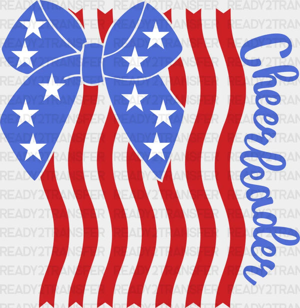 US Flag Cheerleader Ribbon Design - Cheerleader DTF Heat Transfer