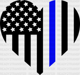 Us Flag Heart Design - Police Dtf Heat Transfer Adult Unisex S & M (10’’) / Dark Color (See Imaging)