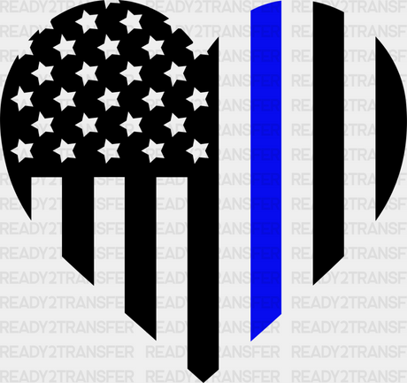 Us Flag Heart Design - Police Dtf Heat Transfer Adult Unisex S & M (10’’) / Dark Color (See Imaging)