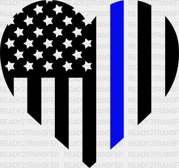 US Flag Heart Design - Police DTF Heat Transfer