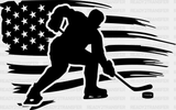 Us Flag Hockey Player Design - Dtf Heat Transfer Adult Unisex S & M (10’’) / Black