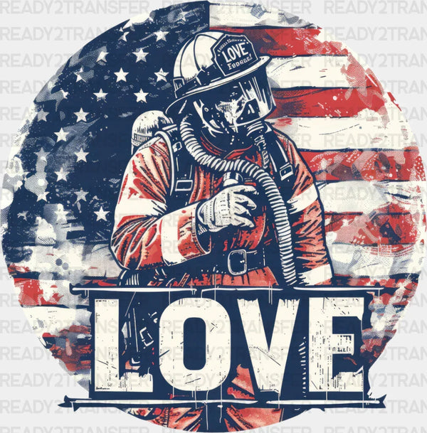 US Flag Love Design - Firefighter DTF Heat Transfer