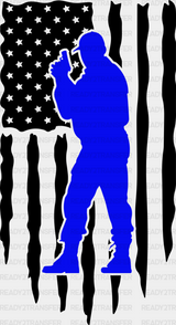 Us Flag Police Silhouette - Dtf Heat Transfer Adult Unisex S & M (10’’) / Dark Color Design