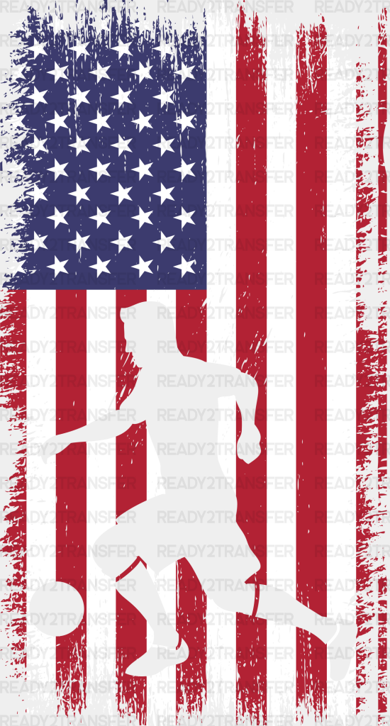 Us Flag Soccer Player Silhouette Design - Dtf Heat Transfer