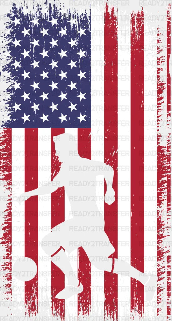 Us Flag Soccer Player Silhouette Design - Soccer DTF Heat Transfer