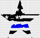 Us Flag Star Design - Police Dtf Heat Transfer Adult Unisex S & M (10’’) / Dark Color (See Imaging)