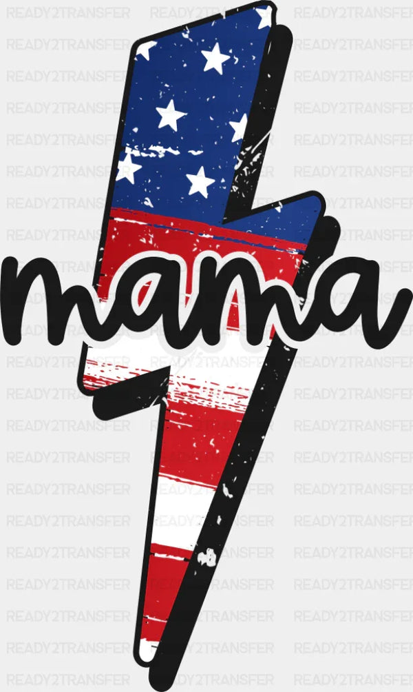 US Lightning Bolt Mama B&W - 4th Of July DTF Transfer