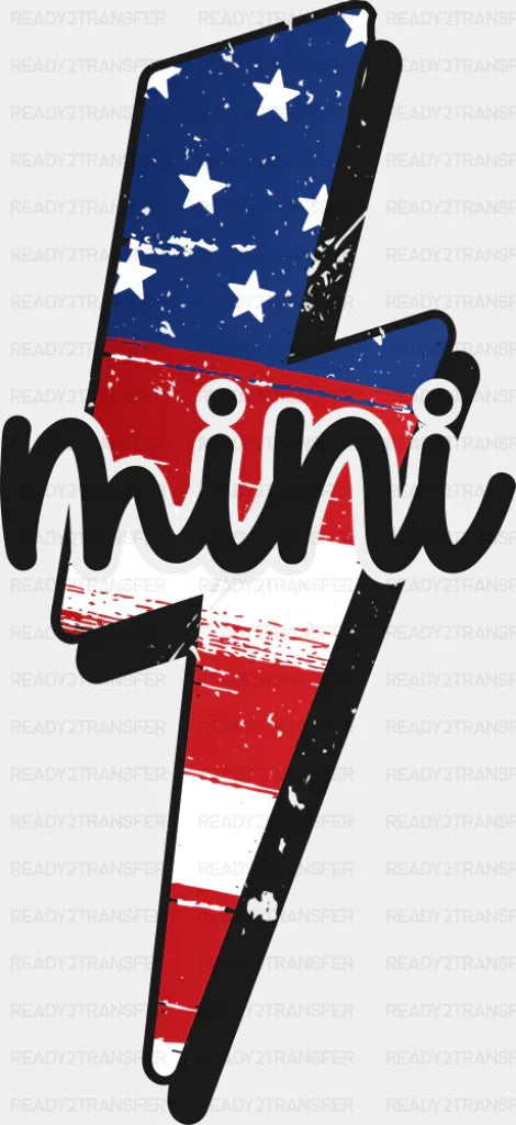 US Lightning Bolt Mini B&W - 4th Of July DTF Transfer