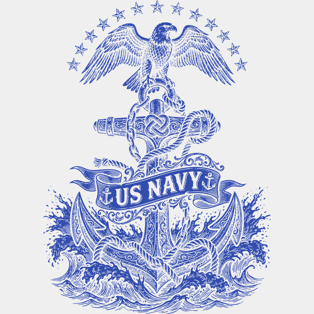 US Navy Four Colors - Navy DTF Transfers - Adult Unisex - S & M (10’’) / Blue Color Design (See Imaging)