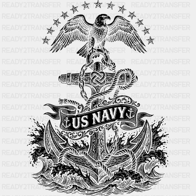 US Navy Four Colors - Navy DTF Transfers - Adult Unisex - S & M (10’’) / Dark Color Design (See Imaging)