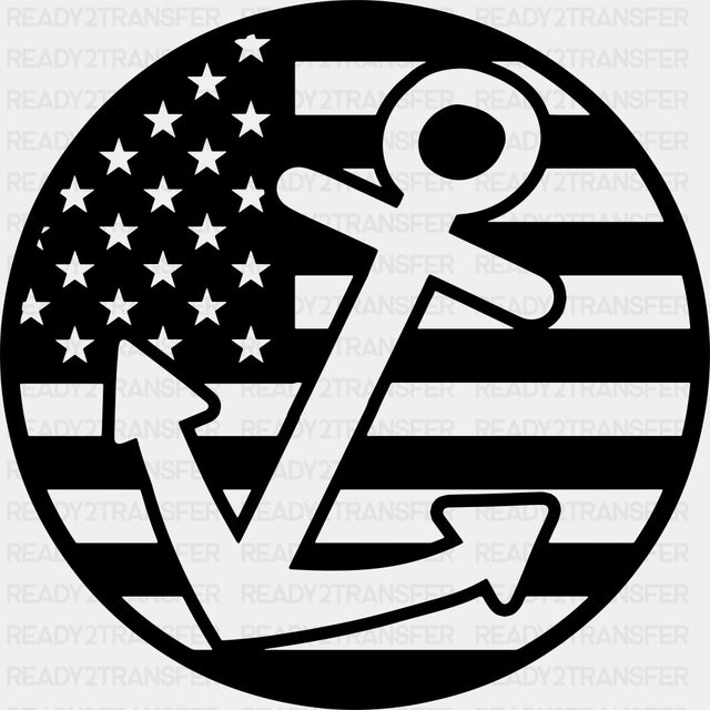 USA Flag & Anchor Circular Design - Boating DTF Transfers ready2transfer Dark Color Design (See Imaging)