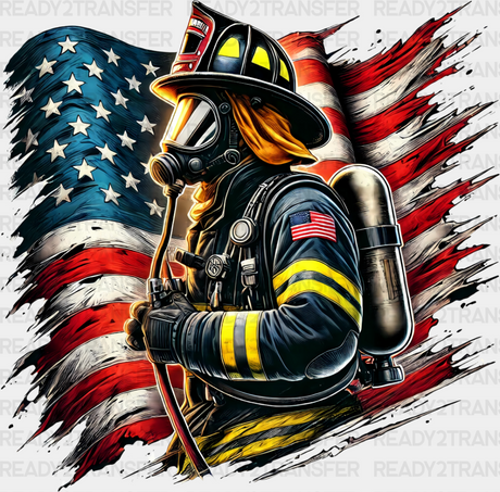 Usa Flag Firefighter - Dtf Transfer Adult Unisex S & M (10’’) / Dark Color Design (See Imaging)