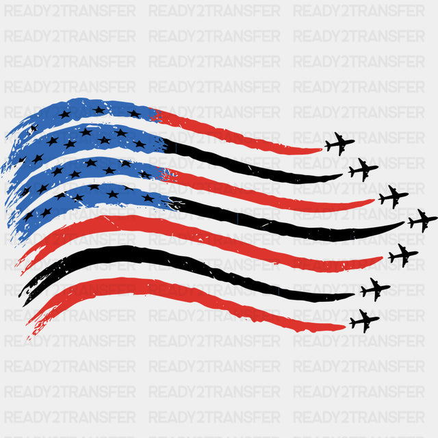 USA Flag Jet Trails - Air Force DTF Transfers - Adult Unisex - S & M (10’’) / Dark Color Design (See Imaging)