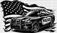 Usa Flag Police Car - Dtf Transfer Adult Unisex S & M (10’’) / Dark Color Design (See Imaging)