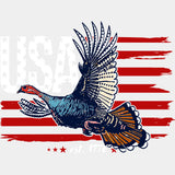 USA Flag Turkey - Hunting DTF Transfers - Adult Unisex - S & M (10’’) / Light Color Design (See Imaging)