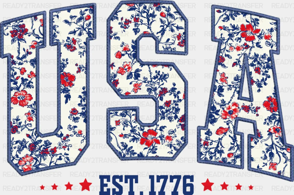 USA Flowers EST. 1776 - 4th Of July DTF Transfer
