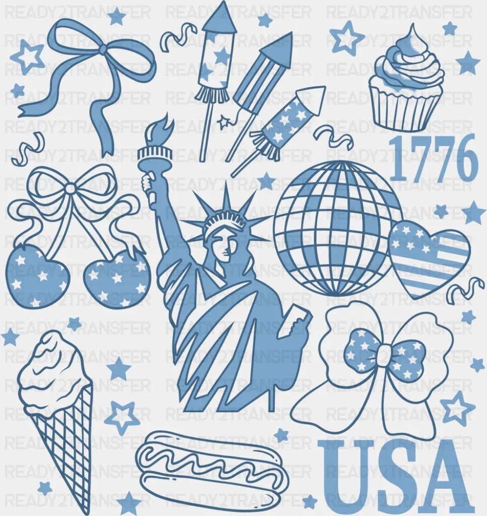 USA Statue of Liberty Blue Design - 4th Of July DTF Transfer