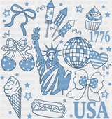 USA Statue of Liberty Blue Design - 4th Of July DTF Transfer