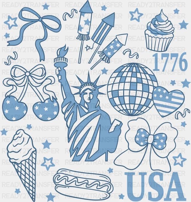 USA Statue of Liberty Blue Design - 4th Of July DTF Transfer