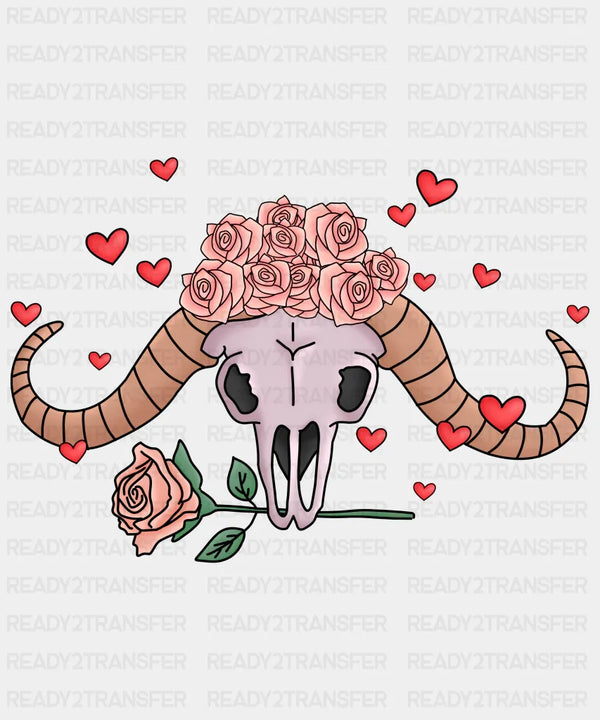 VALENTINE BULL AND ROSES DTF Transfer