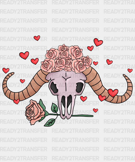 Valentine Bull And Roses Dtf Transfer